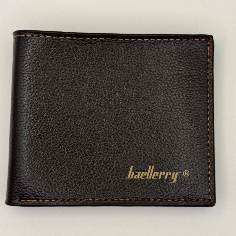 Baellerry Men's Dark Brown Faux Leather Bifold‎ Wallet Organizer Pockets